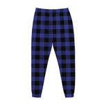 Navy Blue And Black Buffalo Check Print Jogger Pants