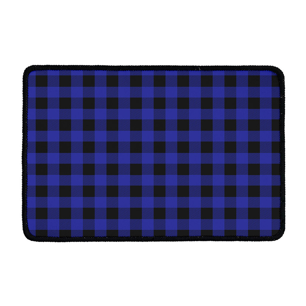 Navy Blue And Black Buffalo Check Print Kitchen Mat