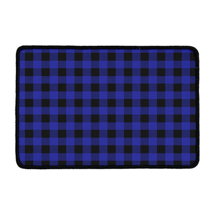 Navy Blue And Black Buffalo Check Print Kitchen Mat