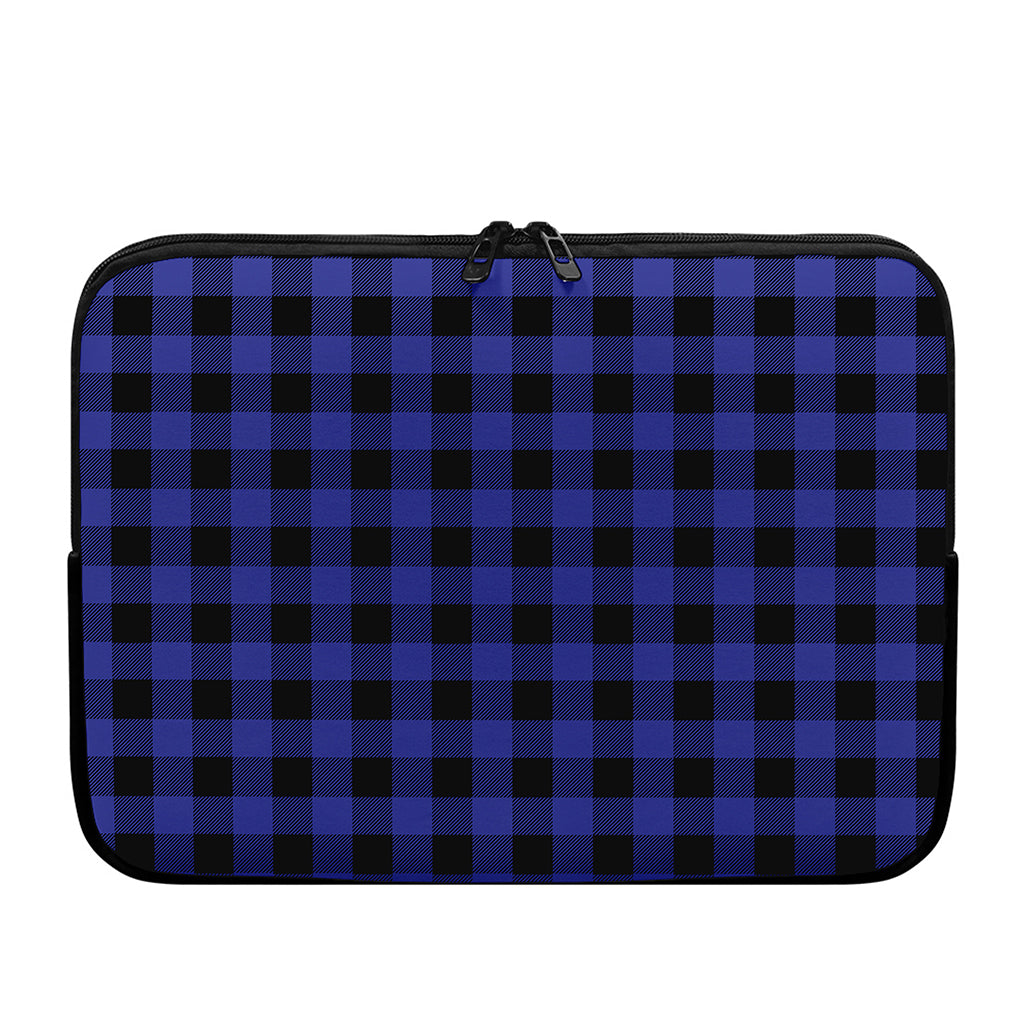 Navy Blue And Black Buffalo Check Print Laptop Sleeve