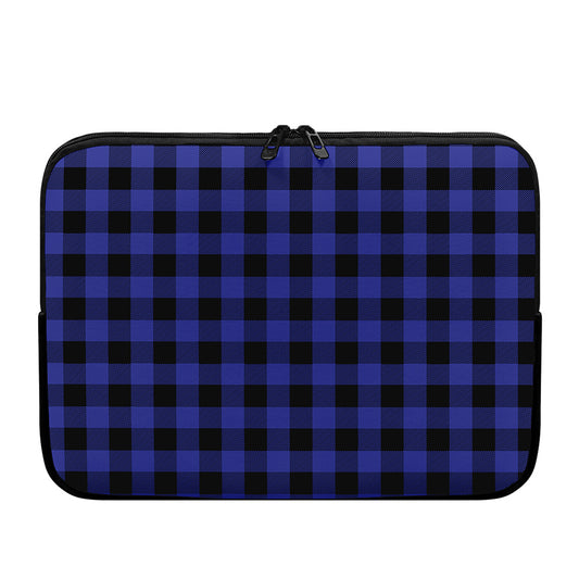 Navy Blue And Black Buffalo Check Print Laptop Sleeve