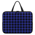 Navy Blue And Black Buffalo Check Print Laptop Sleeve With Handle