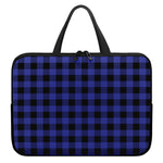 Navy Blue And Black Buffalo Check Print Laptop Sleeve With Handle
