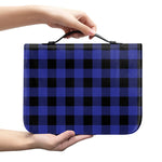 Navy Blue And Black Buffalo Check Print Leather Bible Cover