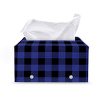 Navy Blue And Black Buffalo Check Print Leather Tissue Box Cover