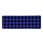 Navy Blue And Black Buffalo Check Print Long Kitchen Mat