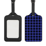 Navy Blue And Black Buffalo Check Print Luggage Tag