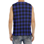 Navy Blue And Black Buffalo Check Print Men's Fitness Tank Top