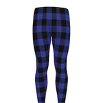 Navy Blue And Black Buffalo Check Print Men's leggings