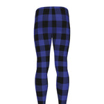 Navy Blue And Black Buffalo Check Print Men's leggings