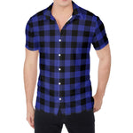 Navy Blue And Black Buffalo Check Print Men's Shirt