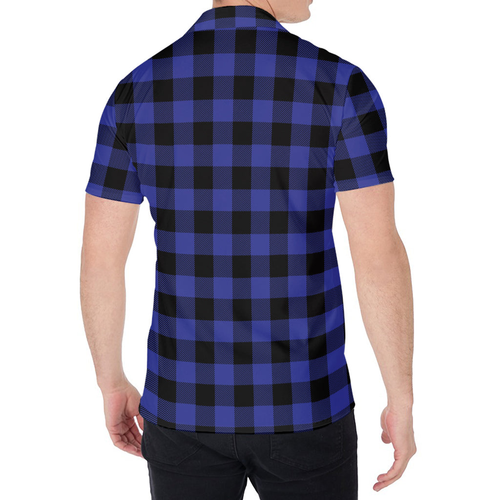 Navy Blue And Black Buffalo Check Print Men's Shirt