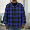 Navy Blue And Black Buffalo Check Print Men's Shirt Jacket