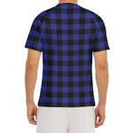 Navy Blue And Black Buffalo Check Print Men's Short Sleeve Rash Guard
