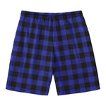 Navy Blue And Black Buffalo Check Print Men's Swim Trunks