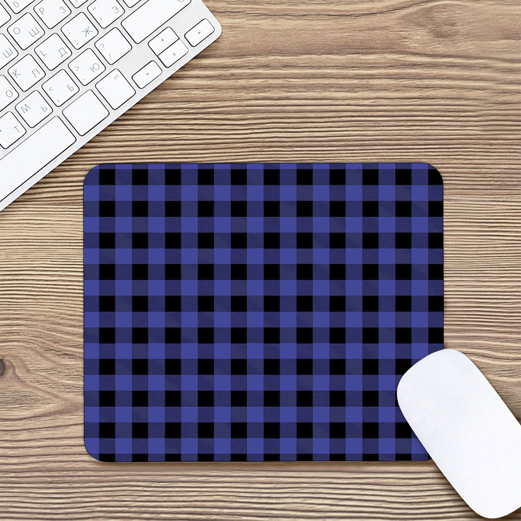 Navy Blue And Black Buffalo Check Print Mouse Pad
