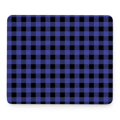 Navy Blue And Black Buffalo Check Print Mouse Pad
