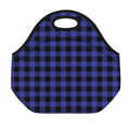 Navy Blue And Black Buffalo Check Print Neoprene Lunch Bag