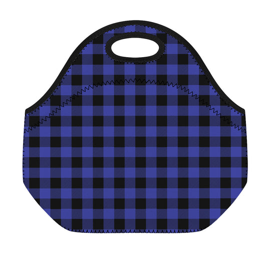 Navy Blue And Black Buffalo Check Print Neoprene Lunch Bag