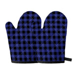 Navy Blue And Black Buffalo Check Print Oven Mitts