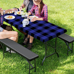 Navy Blue And Black Buffalo Check Print Picnic Table Cover