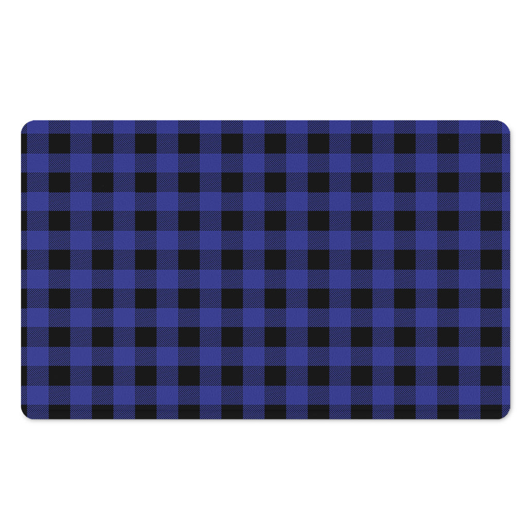 Navy Blue And Black Buffalo Check Print Polyester Doormat