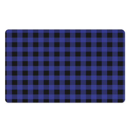 Navy Blue And Black Buffalo Check Print Polyester Doormat