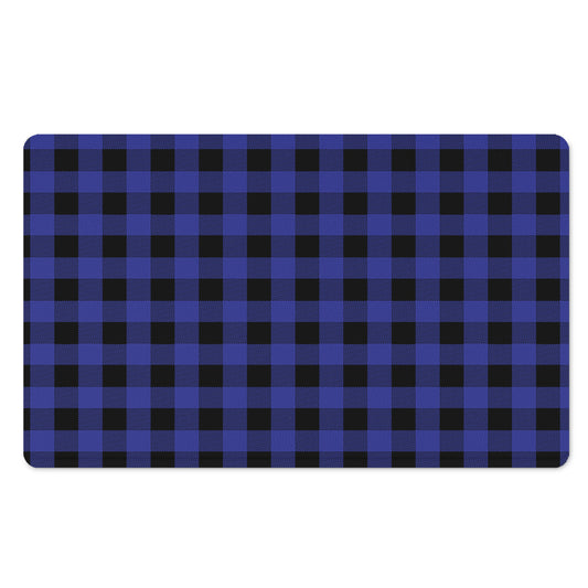 Navy Blue And Black Buffalo Check Print Polyester Doormat