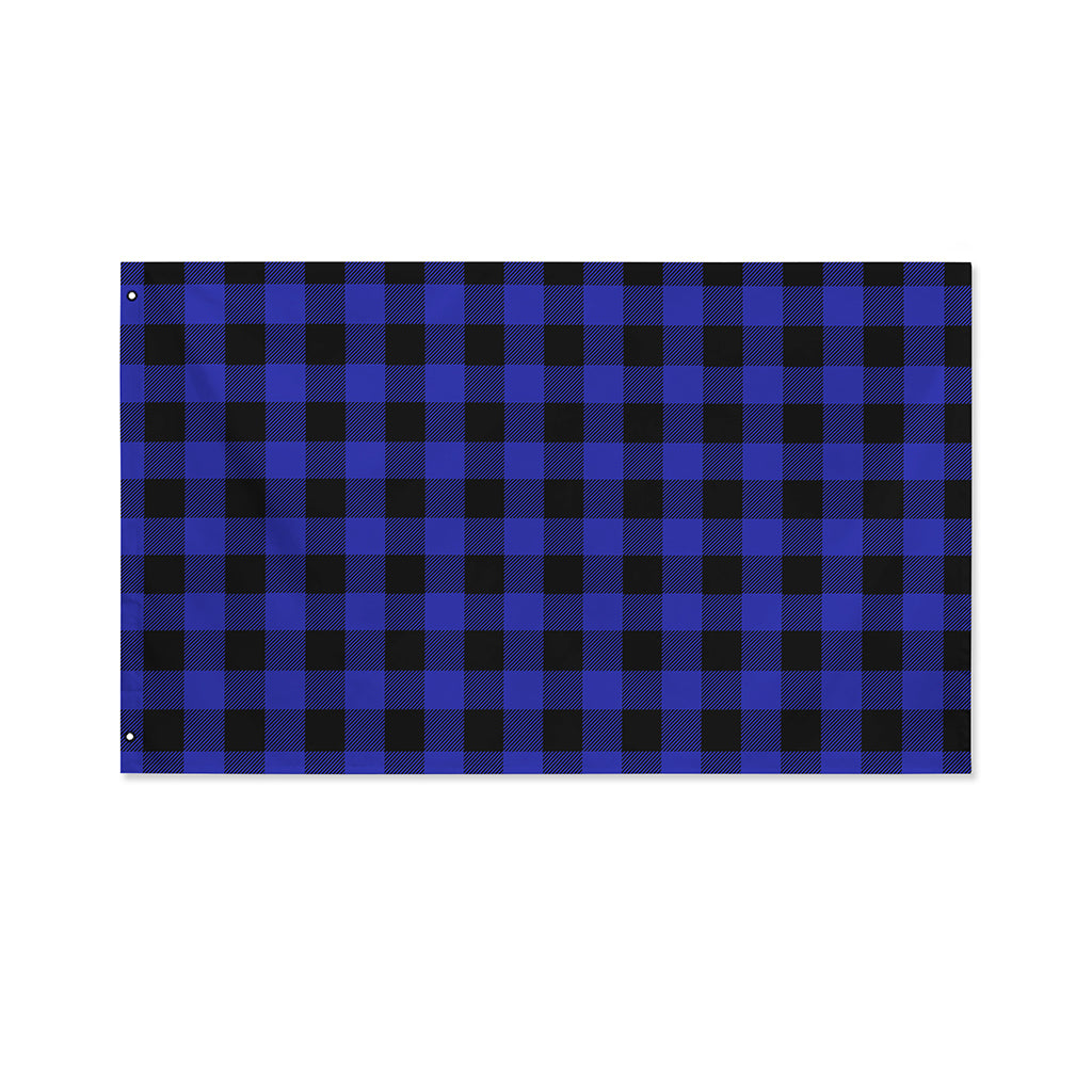 Navy Blue And Black Buffalo Check Print Polyester Flag