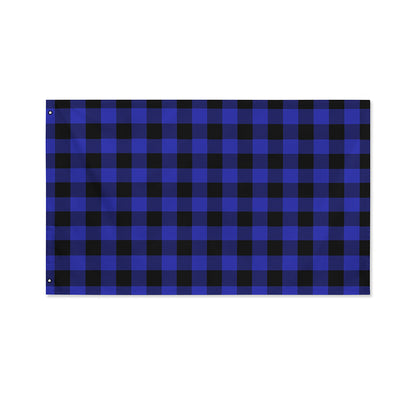 Navy Blue And Black Buffalo Check Print Polyester Flag