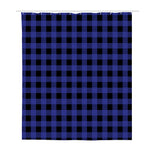 Navy Blue And Black Buffalo Check Print Polyester Shower Curtain