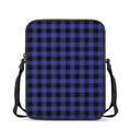 Navy Blue And Black Buffalo Check Print Rectangular Crossbody Bag