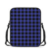 Navy Blue And Black Buffalo Check Print Rectangular Crossbody Bag