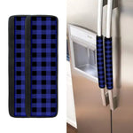 Navy Blue And Black Buffalo Check Print Refrigerator Handle Covers
