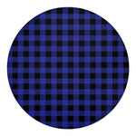 Navy Blue And Black Buffalo Check Print Round Blanket