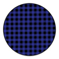 Navy Blue And Black Buffalo Check Print Round Floor Mat