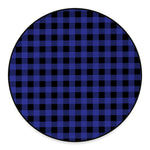 Navy Blue And Black Buffalo Check Print Round Floor Mat