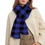 Navy Blue And Black Buffalo Check Print Scarf