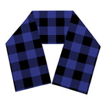 Navy Blue And Black Buffalo Check Print Scarf