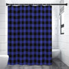 Navy Blue And Black Buffalo Check Print Shower Curtain