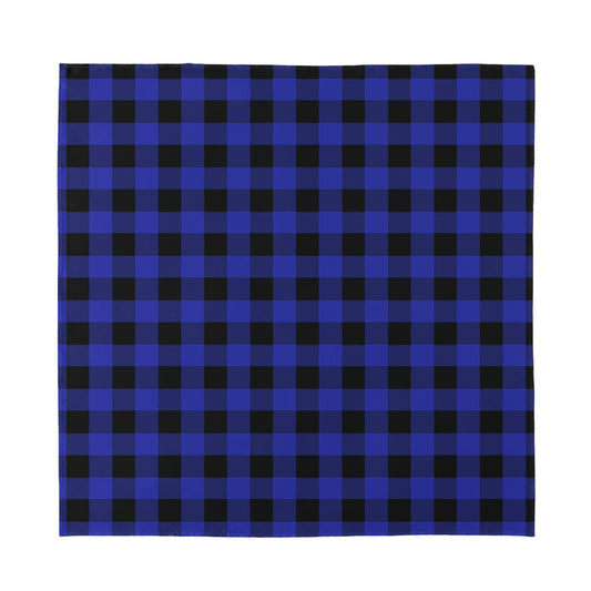 Navy Blue And Black Buffalo Check Print Silk Bandana