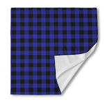 Navy Blue And Black Buffalo Check Print Silk Bandana