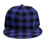 Navy Blue And Black Buffalo Check Print Snapback Cap