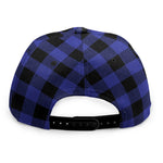 Navy Blue And Black Buffalo Check Print Snapback Cap