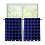 Navy Blue And Black Buffalo Check Print Tier Curtains