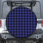 Navy Blue And Black Buffalo Check Print Tire Cover