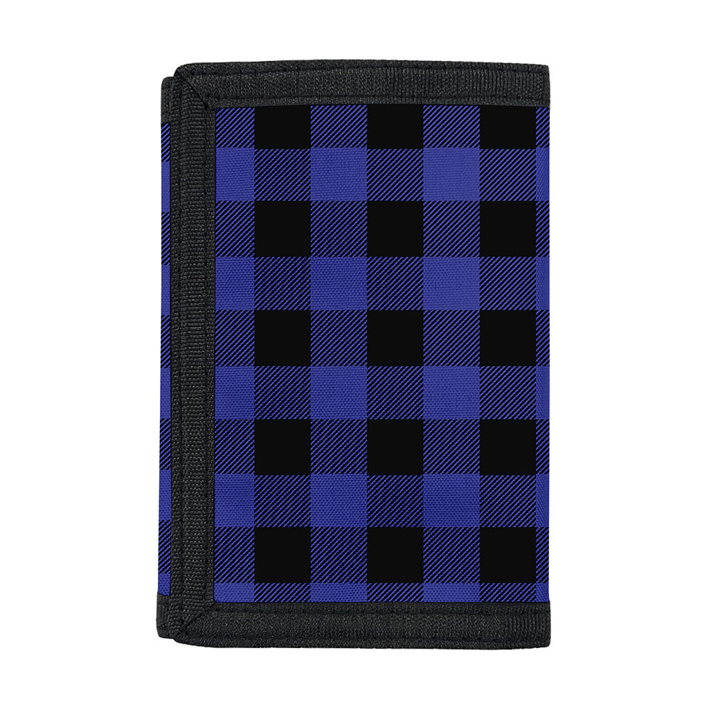 Navy Blue And Black Buffalo Check Print Trifold Wallet