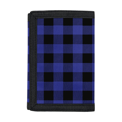 Navy Blue And Black Buffalo Check Print Trifold Wallet