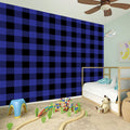 Navy Blue And Black Buffalo Check Print Wall Sticker