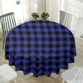Navy Blue And Black Buffalo Check Print Waterproof Round Tablecloth